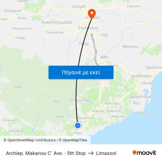 Archiep. Makariou C´ Ave. - 5th Stop to Limassol map
