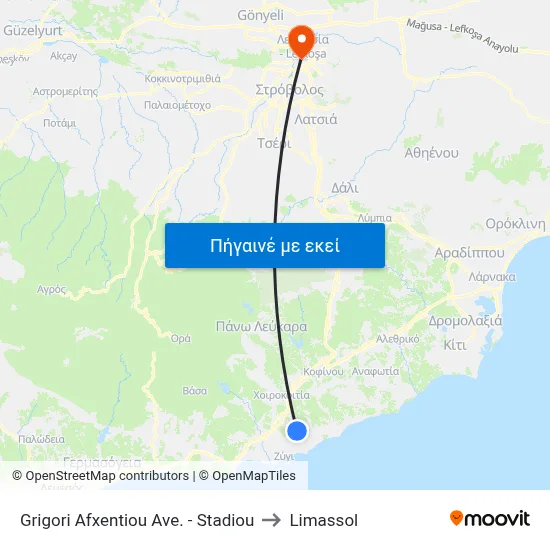 Grigori Afxentiou Ave. - Stadiou to Limassol map