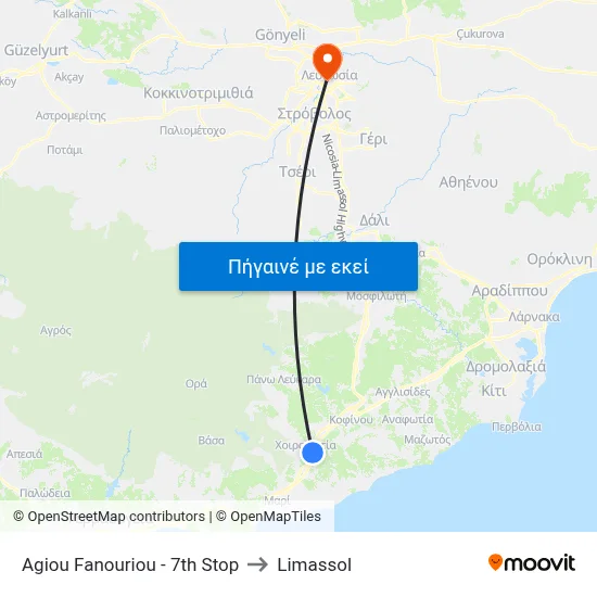 Agiou Fanouriou - 7th Stop to Limassol map