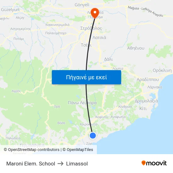 Maroni Elem. School to Limassol map