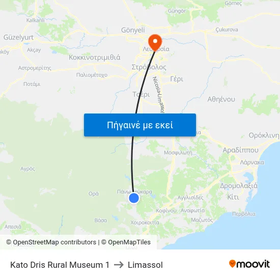Kato Dris Rural Museum 1 to Limassol map