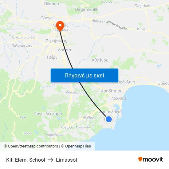 Kiti Elem. School to Limassol map