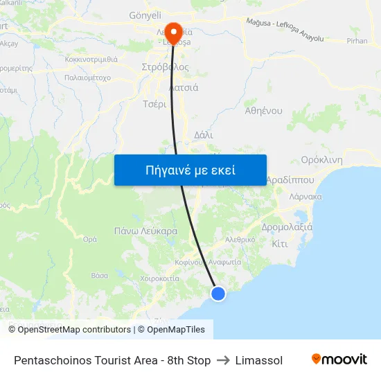 Pentaschoinos Tourist Area - 8th Stop to Limassol map