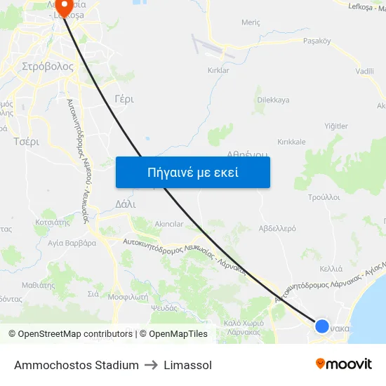 Ammochostos Stadium to Limassol map