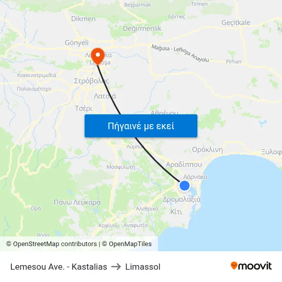 Lemesou Ave. - Kastalias to Limassol map