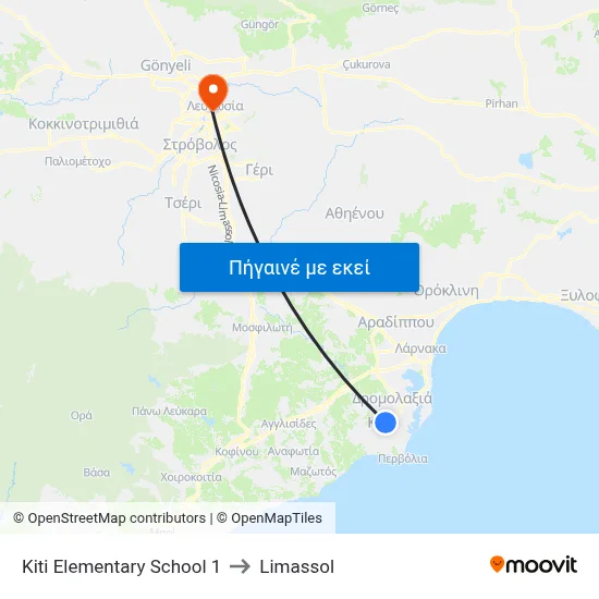 Kiti Elem. School to Limassol map