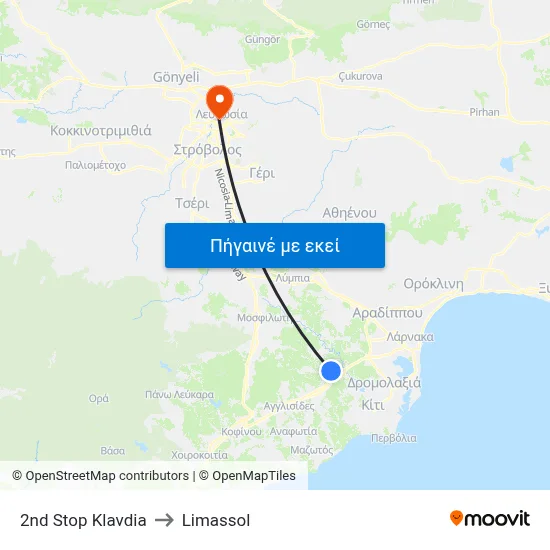 2nd Stop Klavdia to Limassol map