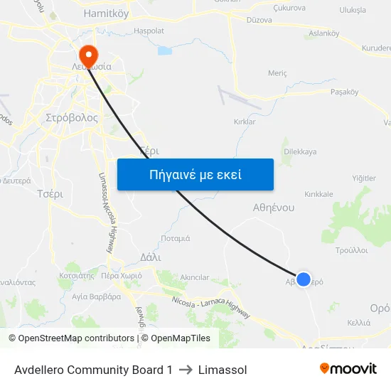 Avdellero Comm. Board to Limassol map