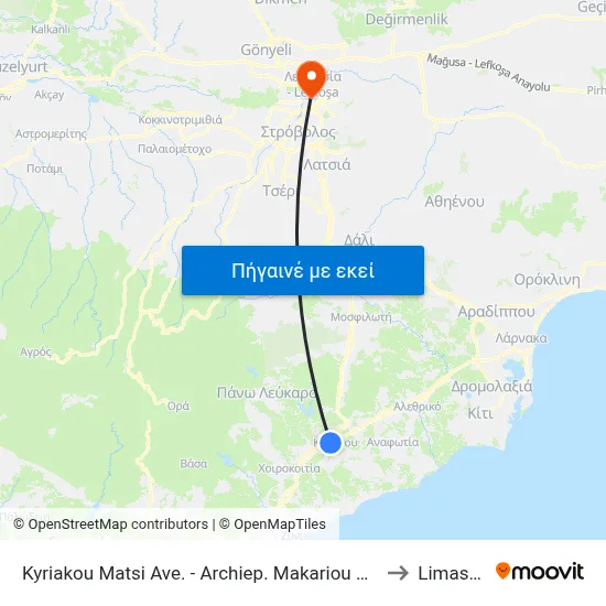 Kyriakou Matsi Ave. - Archiep. Makariou C´ Ave. to Limassol map
