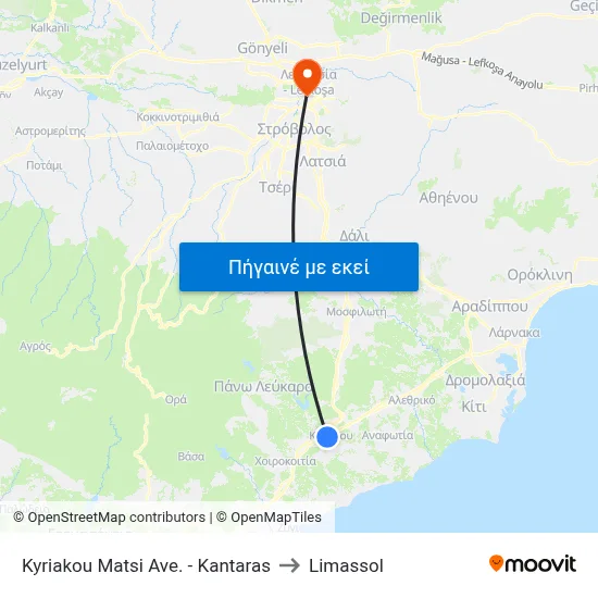 Kyriakou Matsi Ave. - Kantaras to Limassol map