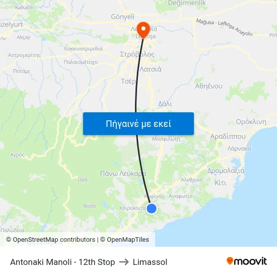 Antonaki Manoli - 12th Stop to Limassol map