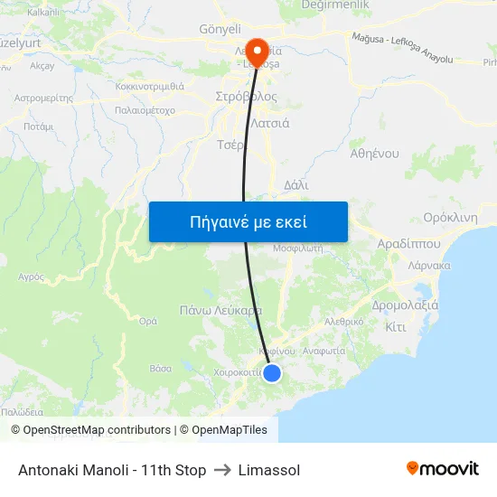 Antonaki Manoli - 11th Stop to Limassol map