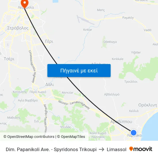 Dim. Papanikoli Ave. - Spyridonos Trikoupi to Limassol map