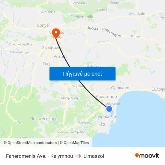 Faneromenis Ave. - Kalymnou to Limassol map