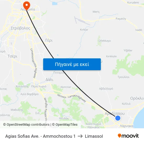 Ag. Sofias Ave. - Ammochostou to Limassol map