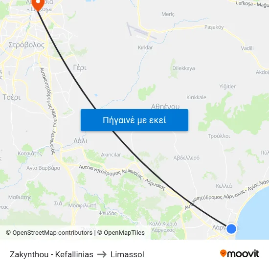 Zakynthou - Kefallinias to Limassol map