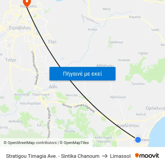 Stratigou Timagia Ave. - Sintika Chanoum to Limassol map