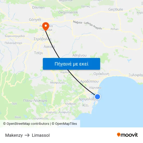 Makenzy to Limassol map