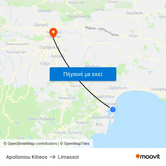 Apolloniou Kitieos to Limassol map