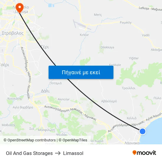 Oil And Gas Storages to Limassol map
