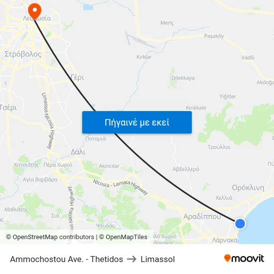 Ammochostou Ave. - Thetidos to Limassol map