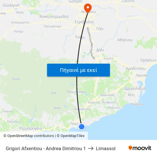 Grigori Afxentiou - Andrea Dimitriou 1 to Limassol map