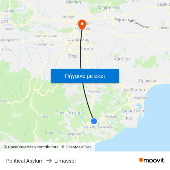Political Asylum to Limassol map