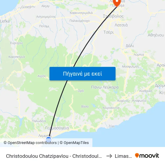Christodoulou Chatzipavlou - Christodoulou Sozou to Limassol map