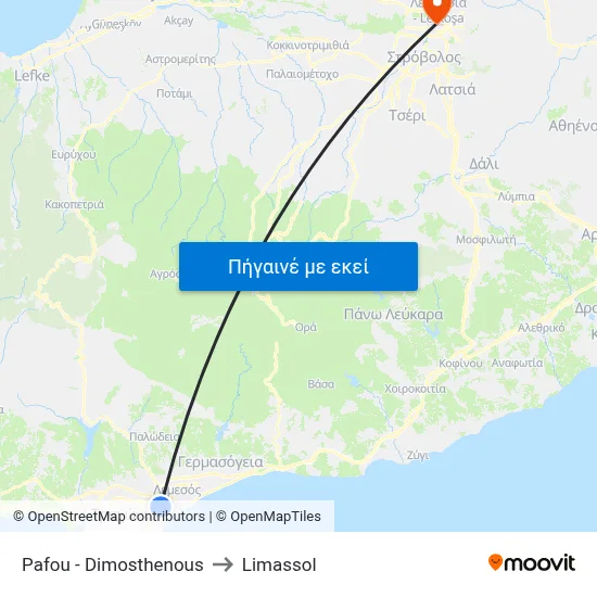 Pafou - Dimosthenous to Limassol map