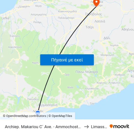 Archiep. Makariou C´ Ave. - Ammochostou to Limassol map