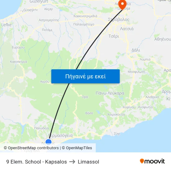 9 Elem. School - Kapsalos to Limassol map