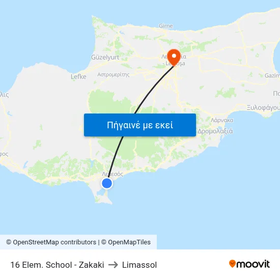 16 Elem. School - Zakaki to Limassol map