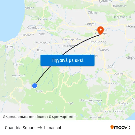 Chandria Square to Limassol map