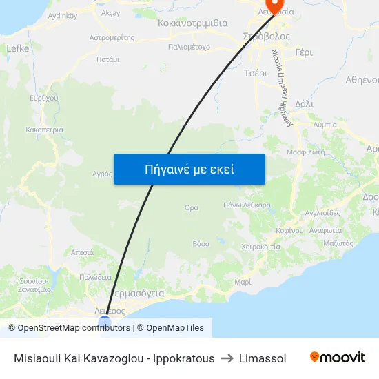 Misiaouli Kai Kavazoglou - Ippokratous to Limassol map
