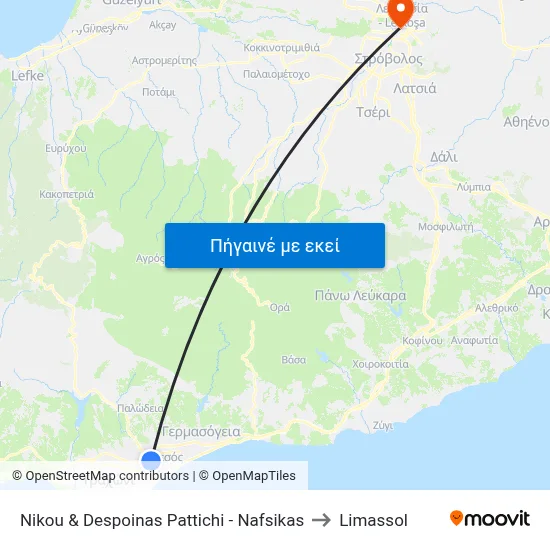 Nikou & Despoinas Pattichi - Nafsikas to Limassol map