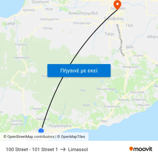100 Street - 101 Street 1 to Limassol map