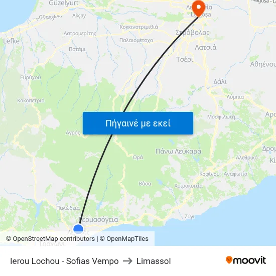 Ierou Lochou - Sofias Vempo to Limassol map