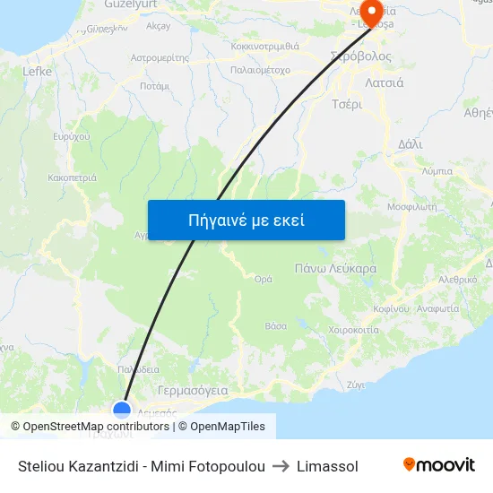 Steliou Kazantzidi - Mimi Fotopoulou to Limassol map