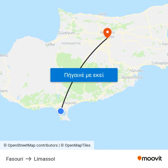 Fasouri to Limassol map