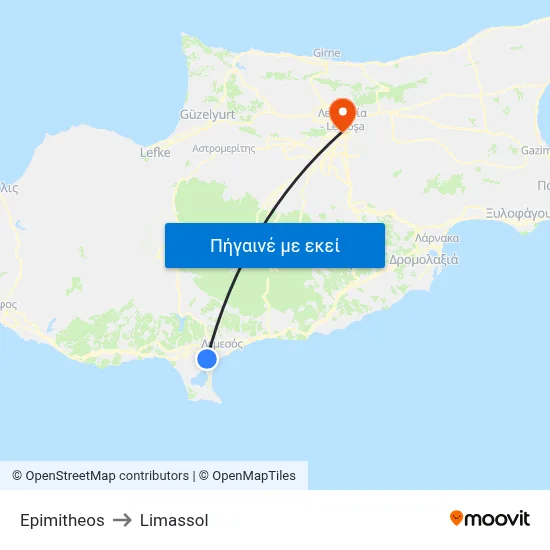 Epimitheos to Limassol map