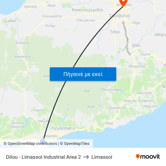 Dilou - Limassol Industrial Area 2 to Limassol map