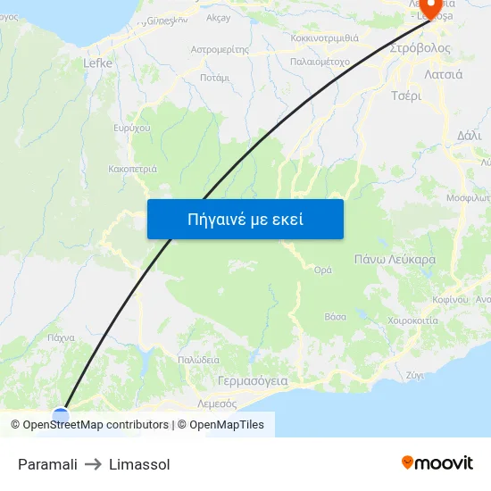 Paramali to Limassol map