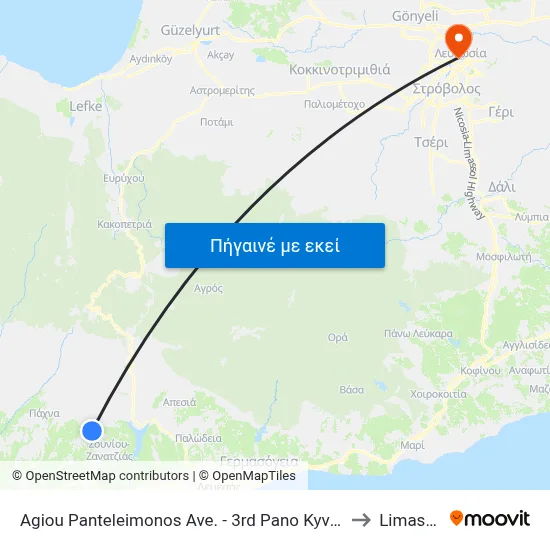 Agiou Panteleimonos Ave. - 3rd Pano Kyvides 1 to Limassol map