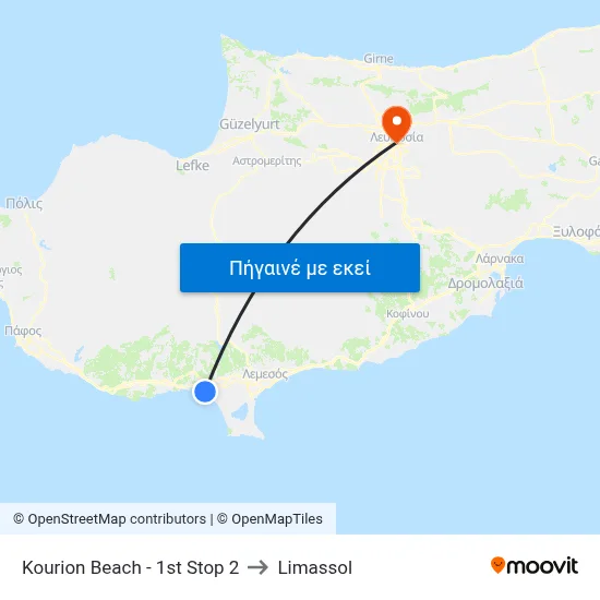 Kourion Beach - 1st Stop 2 to Limassol map