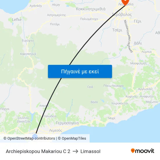 Archiepiskopou Makariou C 2 to Limassol map