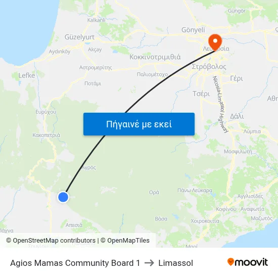 Agios Mamas Community Board 1 to Limassol map