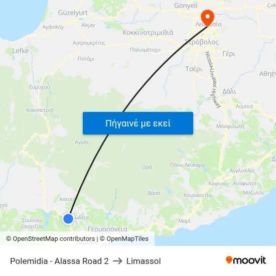 Polemidia - Alassa Road 2 to Limassol map