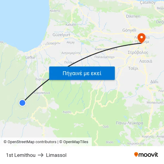 1st Lemithou to Limassol map