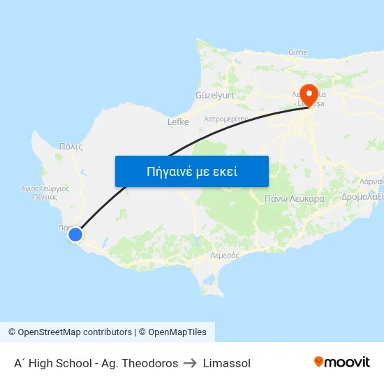 A´ High School - Ag. Theodoros to Limassol map