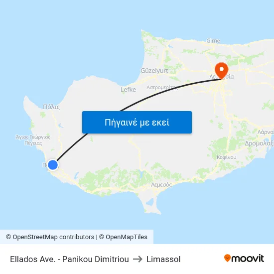 Ellados Ave. - Panikou Dimitriou to Limassol map